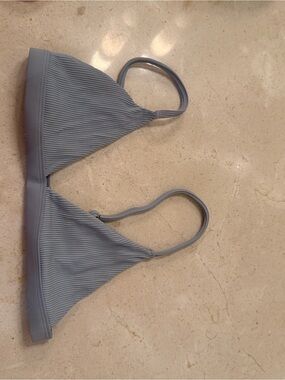 Hollister Ribbed Triangle Bikini Top in Light Blue